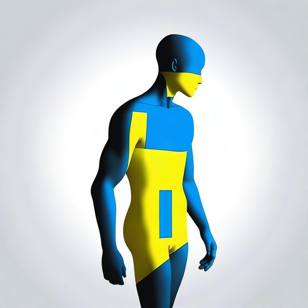 Create an image where the black color is changed to blue, the yellow color is changed to white, and remove the white-colored human logo