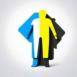 Create an image where the black color is changed to blue, the yellow color is changed to white, and remove the white-colored human logo