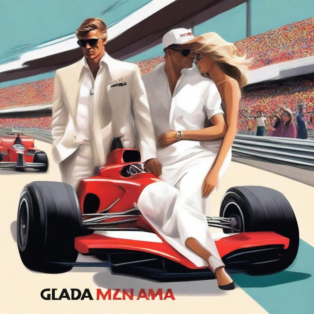 A book cover featuring two couples from the world of Formula 1