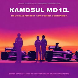 A book cover featuring a Formula 1 circuit at sunset, with the lights of the cars shining as they race