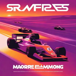 A book cover featuring a Formula 1 circuit at sunset, with the lights of the cars shining as they race