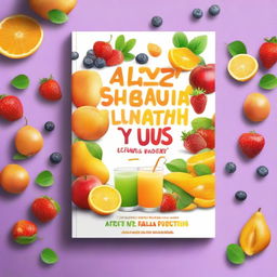 Create an eye-catching book cover for 'Anzisha Biashara Yako ya Juisi ya Matunda: Kujua Sanaa ya Uuzaji wa Juisi ya Matunda' with a realistic, high-resolution image of a glass of fresh fruit juice surrounded by assorted fruits