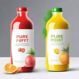 Generate a book cover for 'Pure Profit: Building a Thriving Fruit Juice Business' featuring a minimalistic design with a focus on a sleek juice bottle