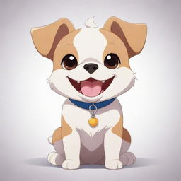 An adorable anime style dog with expressive eyes and a joyful smile.