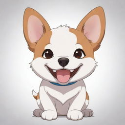 An adorable anime style dog with expressive eyes and a joyful smile.