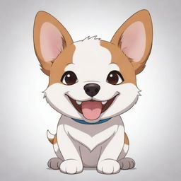 An adorable anime style dog with expressive eyes and a joyful smile.