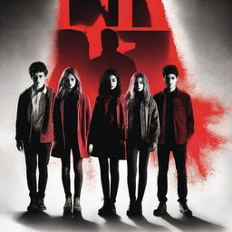 A suspense murder thriller movie poster featuring seven Gen Z characters