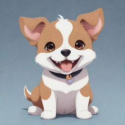 An adorable anime style dog with expressive eyes and a joyful smile.