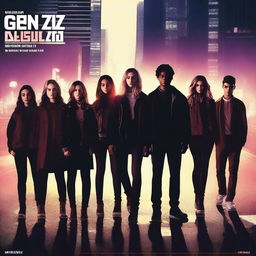 A suspense murder thriller movie poster featuring seven Gen Z characters