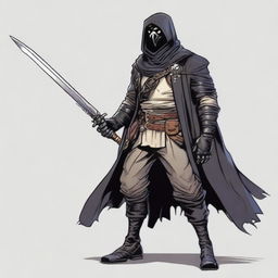 A human burglar from Dungeons & Dragons, with black eyes and short, neatly arranged black hair