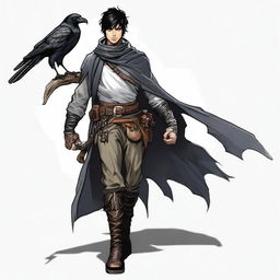 A human rogue from Dungeons & Dragons, with black eyes and short black hair