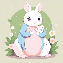 An anime-style anthropomorphic animal character who is visibly pregnant, depicted in a tasteful and respectful manner