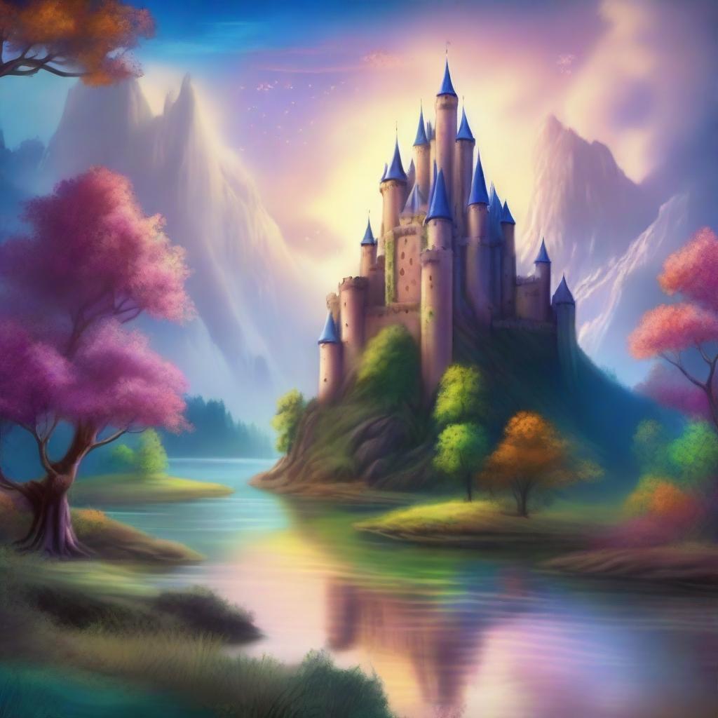 A breathtaking fantasy landscape featuring majestic castles, mythical creatures, and enchanted forests