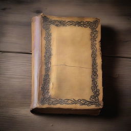 An old, weathered book with a leather-bound cover, worn edges, and yellowed pages