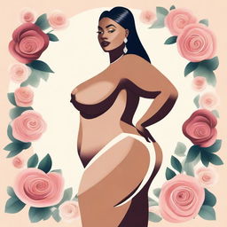 A tasteful and artistic representation of a confident woman with a curvaceous figure, celebrating body positivity and diversity