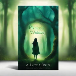 Create a captivating Wattpad book cover featuring a mysterious and enchanting forest with a young woman standing at the edge of a glowing portal