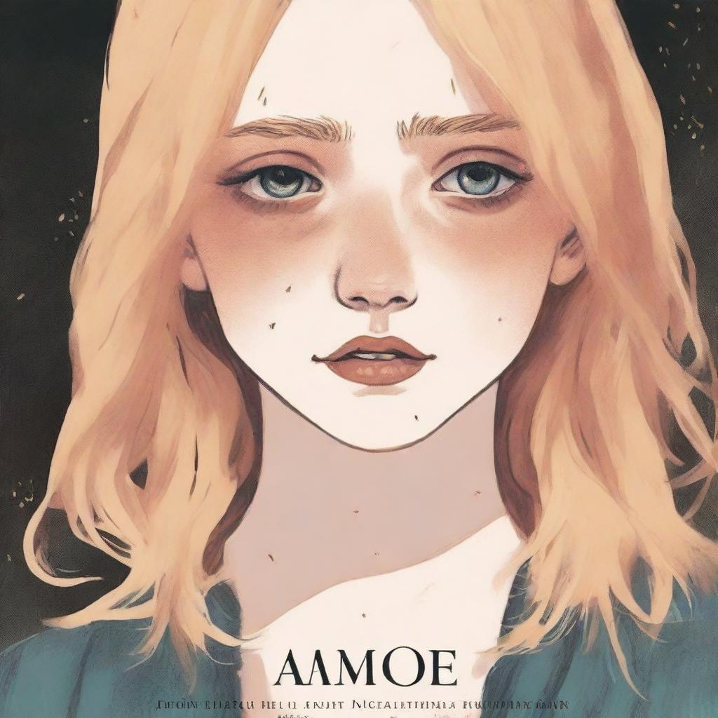 A book cover featuring a blonde girl in her late teens with amber colored eyes, crying