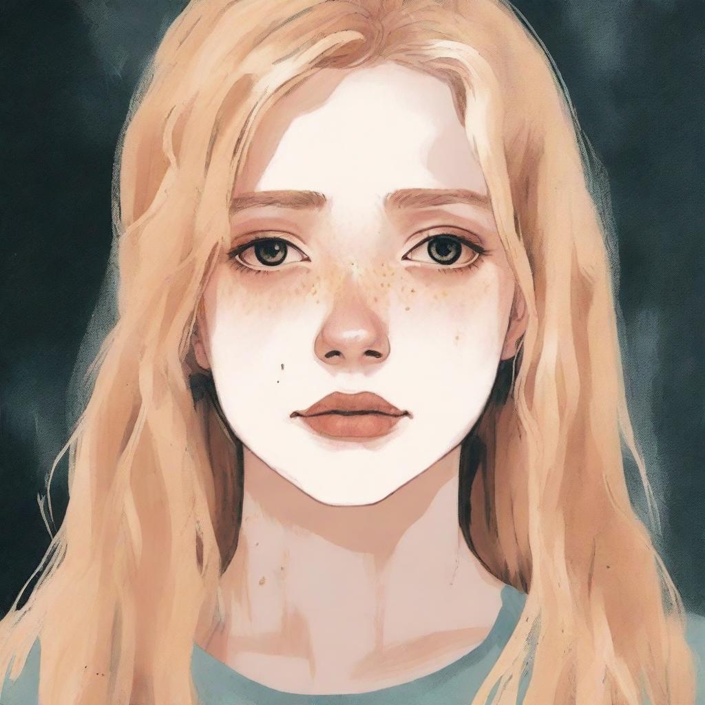 A book cover featuring a blonde girl in her late teens with amber colored eyes, crying