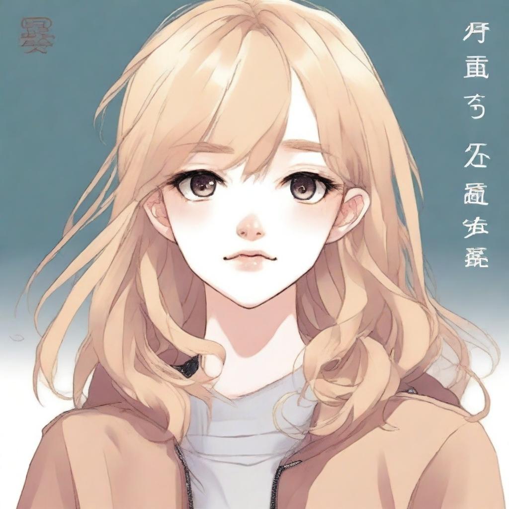 A book cover featuring a blonde girl in her late teens with amber colored eyes, crying in a manhwa style