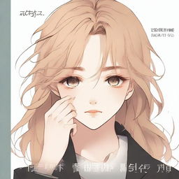 A book cover featuring a blonde girl in her late teens with amber colored eyes, crying in a manhwa style