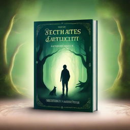 Create a captivating book cover featuring an enchanted forest with a mysterious glowing portal at its center