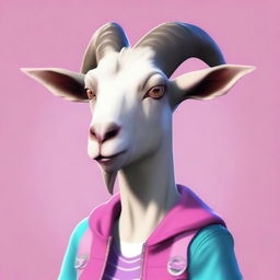 Create an image of Pilgor, the goat from the Goat Simulator game, dressed as a 'mean girl' from a high school