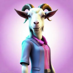 Create an image of Pilgor, the goat from the Goat Simulator game, dressed as a 'mean girl' from a high school