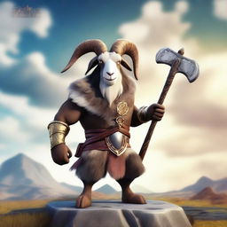 Create an image of Pilgor, the goat from the game Goat Simulator, dressed as a barbarian king