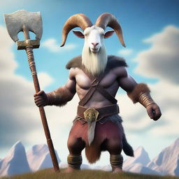 Create an image of Pilgor, the goat from the game Goat Simulator, dressed as a barbarian king