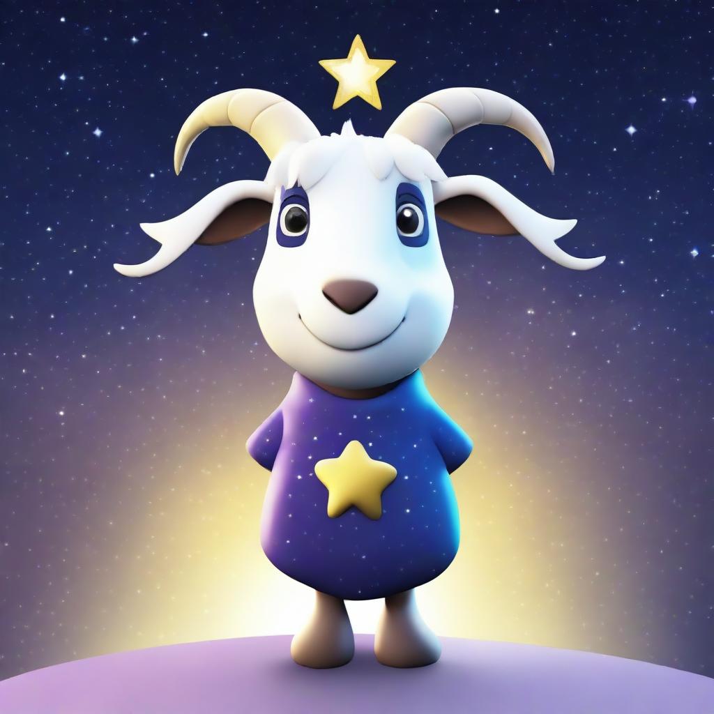 Create an image of Pilgor, the goat from the Goat Simulator game, dressed as a star