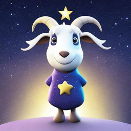 Create an image of Pilgor, the goat from the Goat Simulator game, dressed as a star