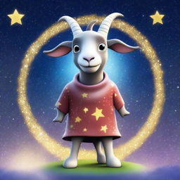 Create an image of Pilgor, the goat from the Goat Simulator game, dressed as a star