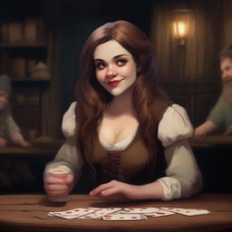 A dwarf girl with a beard, depicted as a cheat and a liar