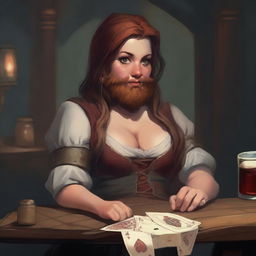 A dwarf girl with a beard, depicted as a cheat and a liar