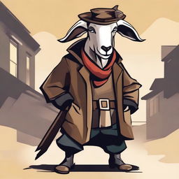 Create an image of Pilgor the goat dressed as a smuggler