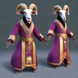 Create an image of Pilgor, the famous goat from Goat Simulator, dressed in an elaborate sultan's outfit