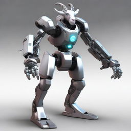 Create an image of Pilgor, the iconic goat from the Goat Simulator game, dressed in a futuristic mecha suit