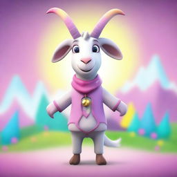 Create an image of Pilgor, the goat from Goat Simulator, dressed in a whimsical unicorn costume