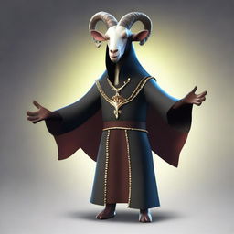 Create an image of Pilgor, the goat from Goat Simulator, dressed as an archvillain