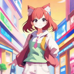 An anime-style depiction of a skinny, red-haired girl who is very flexible and stands 1