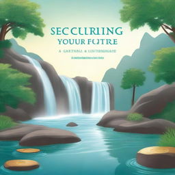 Create a book cover titled 'Securing Your Future: A Guide to the Waterfall Method with Whole Life Insurance and Trusts'