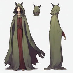 A medium height figure wearing a worn cloak that blends with forest hues