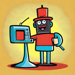 Plunger TV Man, a unique character with a television for a head and a plunger in hand