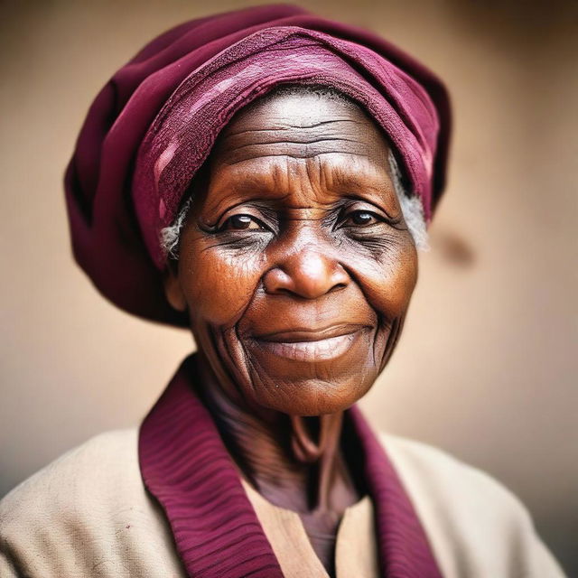 A photo of an elderly black woman with a kind and gentle expression