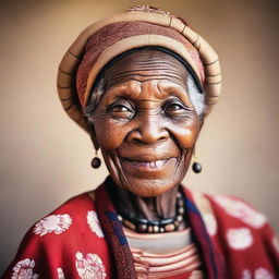 A photo of an elderly black woman with a kind and gentle expression