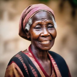 A photo of an elderly black woman with a kind and gentle expression