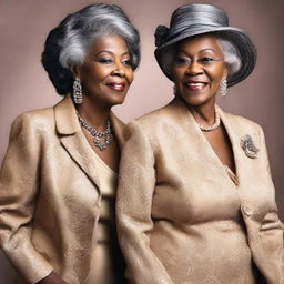 Photos of elderly black women in elegant and stylish clothing that accentuates their beauty