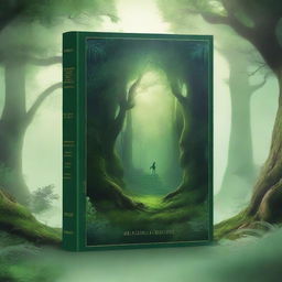 Create a captivating book cover featuring a mystical forest with a hidden ancient temple