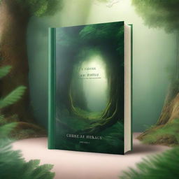 Create a captivating book cover featuring a mystical forest with a hidden ancient temple