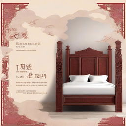 Create a cover page for a book titled 'Beyond the Pagodas: Unveiling the Beauty of Chinoiserie Carved Furniture' featuring a Chinioti carved bed set